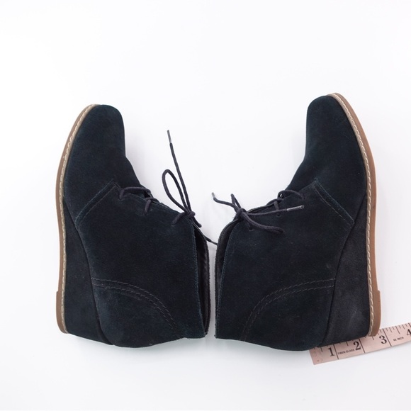 Bjorndal Rachel Wedge Heel Chukka Booties Sz 9 Lace Up Black Suede - Picture 7 of 11